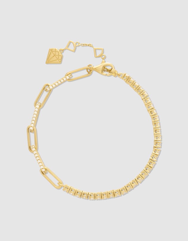Wanderlust + Co - Pave Link Chain 14K Gold Vermeil Tennis Bracelet