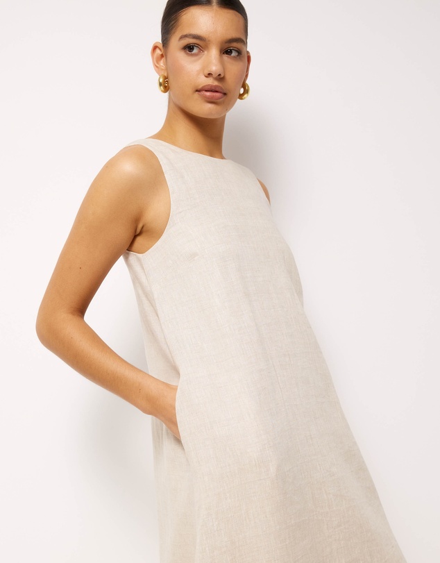 AERE - Maya Linen Relaxed Midi Dress