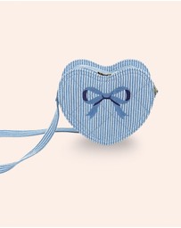 Huxbaby - Stripe Denim Bow Heart Handbag - Kids