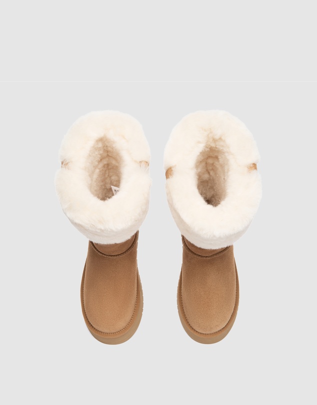 EVERAU - Australian Shepherd Ugg Tall Eleny Platform Cow Suede Upper UGG Boots
