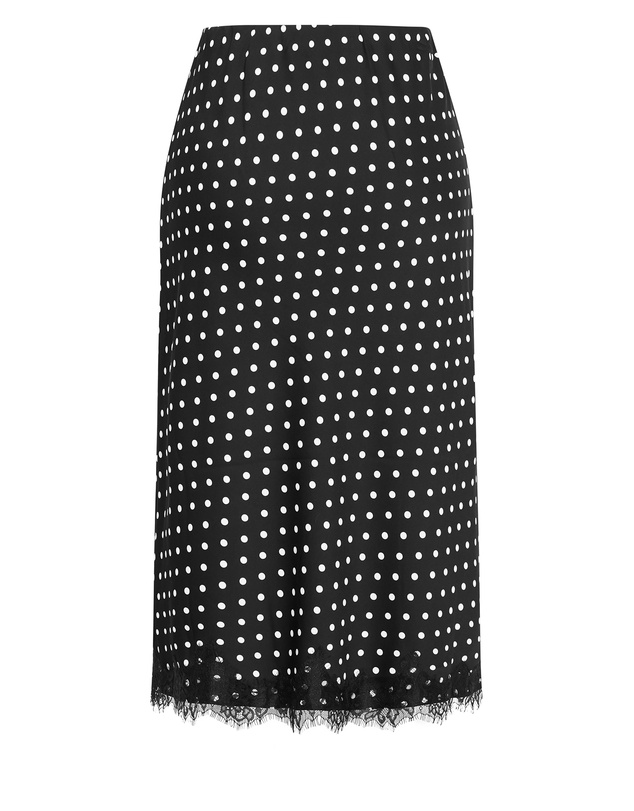 City Chic - Plus size Lace Spot Print Satin Midi Skirt - black