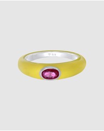Elli Jewelry - Ring Ruby Oval 925 Sterling Silver