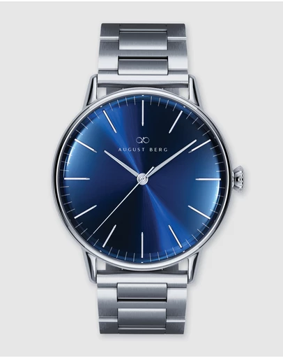 August Berg - Serenity Link 40mm Deep Blue Silver Watch