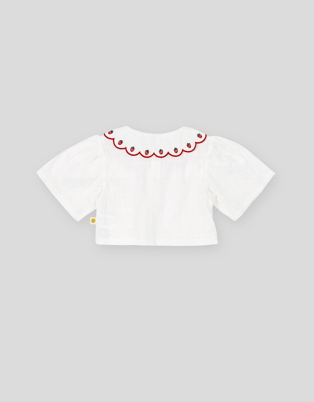 Goldie + Ace - Scallop Collar Strawberry Cropped Blouse - Babies-Kids