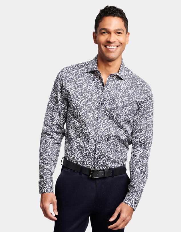 Brooksfield - ABSTRACT FLORAL PRINT REG FIT BUSINESS SHIRT
