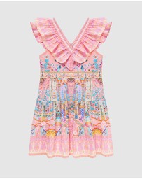 Camilla - Tiered Mini Dress With Frill Neck - Kids-Teens