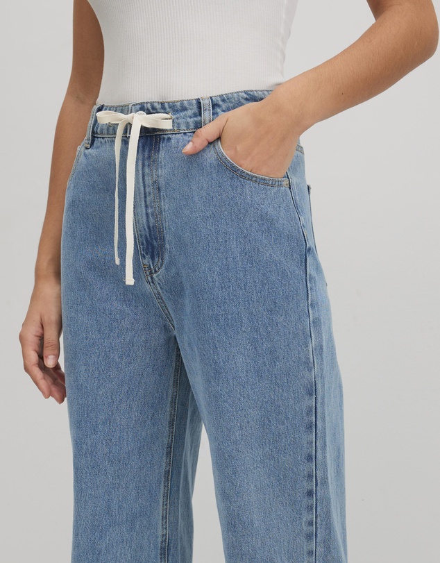 AERE - Clara Mid Rise Drawcord Jeans