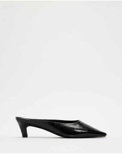 AERE - Tala Heeled Leather Mules