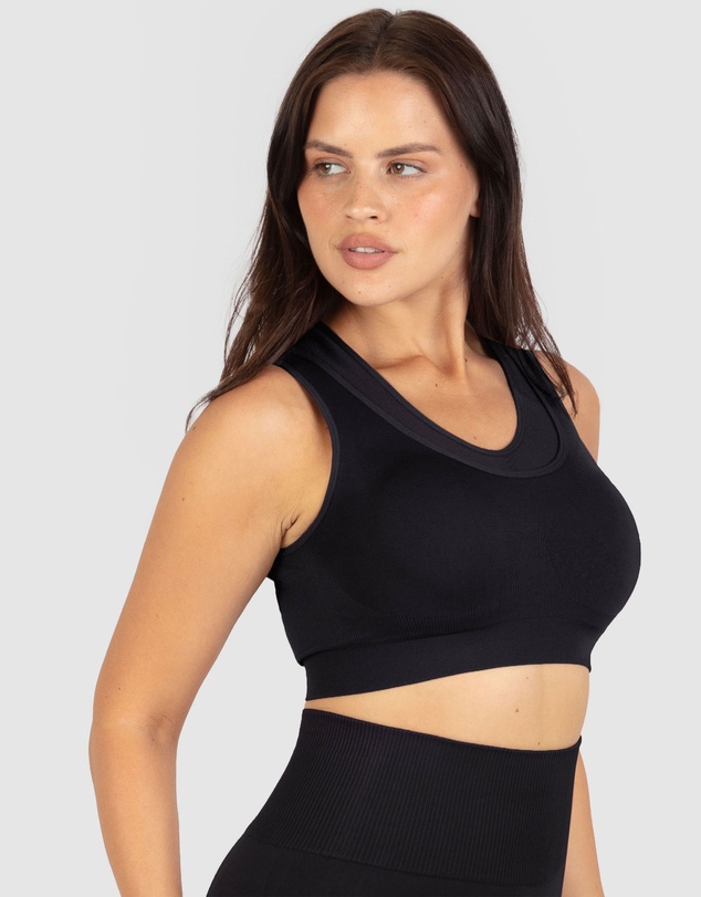 B Free Intimate Apparel - Double Racer Padded Sports Bra & High Waist Full Length Leggings Set