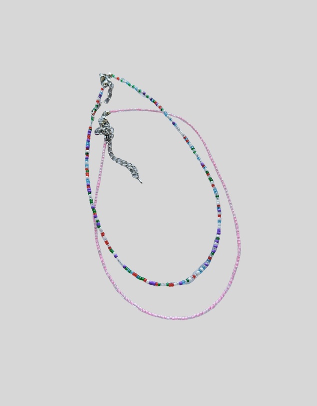 KAJA Clothing - Rainbow Glass Rice Bead Necklace-2pc