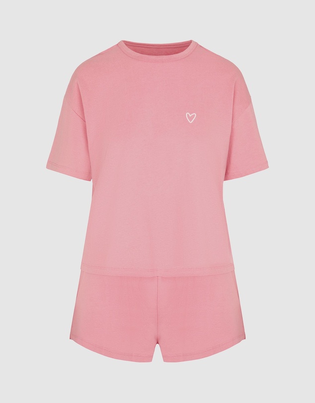 Hunkemoller - Embroidered Heart Short Pyjama Set