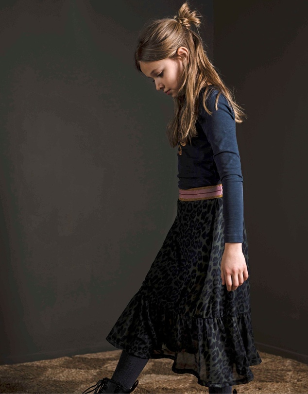 Like FLO - Green Leopard Print Maxi Skirt - Kids-Teens