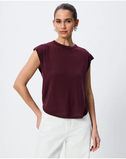 Tussah - Celeste Crew Neck Loose Fit Grown On Sleeve Top