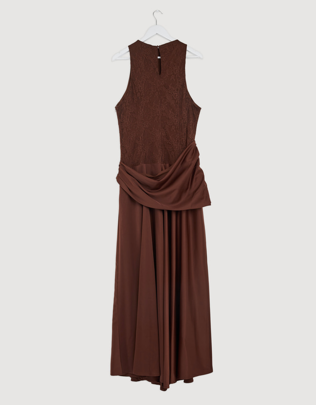 Revibe - Repaired CHANCERY Layla High Neck Lace Panelled Maxi Dress - AU 18