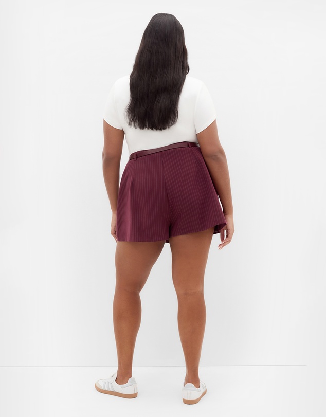 City Chic - Plus size Cora Blue Stripe Skort - berry