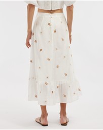 Amelius - Monique Cross Stitch Midi Skirt