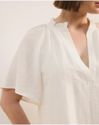 Atmos&Here Curvy - Amina Linen Blend A-Line Mini Dress with Butterfly Sleeve