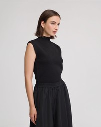 Oxford - Pepper Knitted Funnel Collar Top