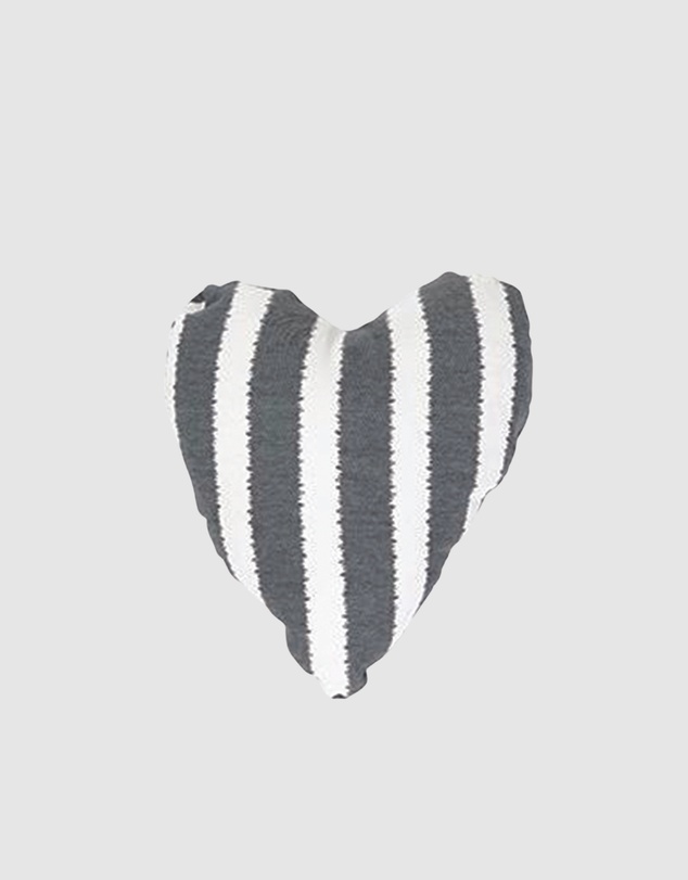 Mog & Bone - Heart Shaped Soft Toy - Charcoal Hamptons Stripe Print