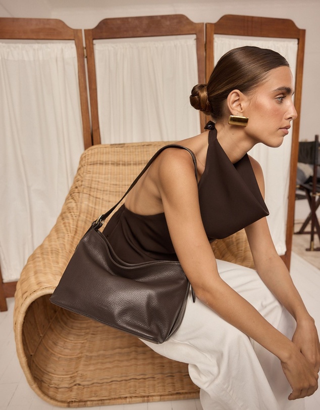 VESTIRSI - Eden Dark Chocolate Leather Shoulder Bag