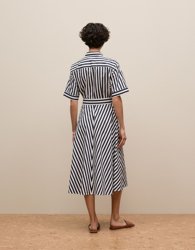 Trenery - Cotton Poplin Stripe Shirt Dress in Night Sky