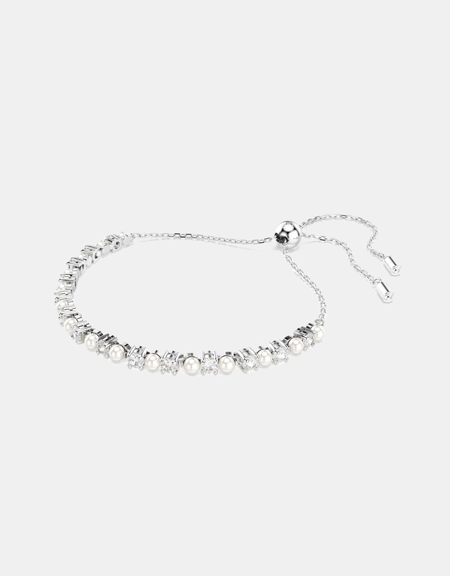 Swarovski - Matrix bracelet, Crystal pearl, Round cut, White, Rhodium plated