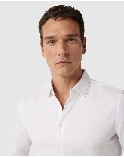 Politix - Slim Fit Long Sleeve Textured Dress Shirt