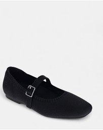Mia Vita - Violet Mary-Jane Flats - Black