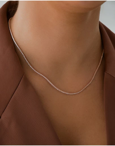 The Silver Collective - Tennis Necklace Fine Rose Gold