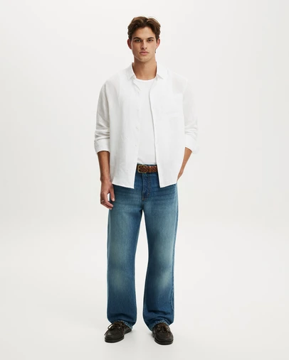 Cotton On - Relaxed Linen Long Sleeve Shirt