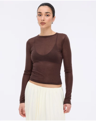 Minima Esenciales - Haze Semi Sheer Knit Top