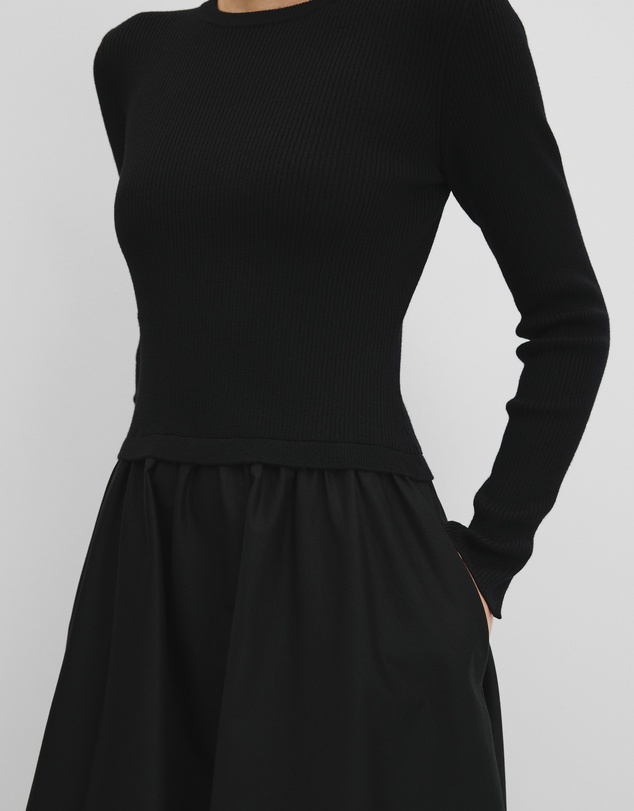 Country Road - Long Sleeve Mix Media Knit Dress