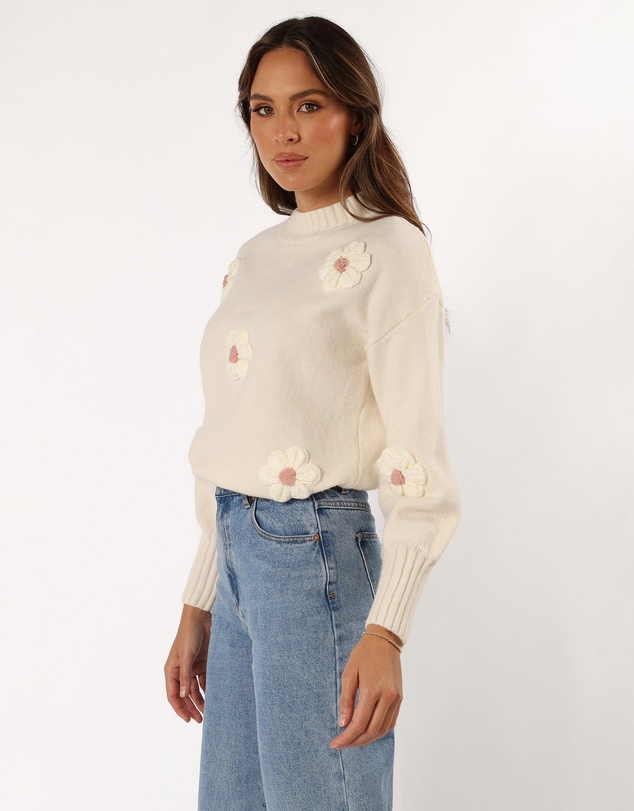 Petal & Pup - Alto Flower Knit Sweater - White
