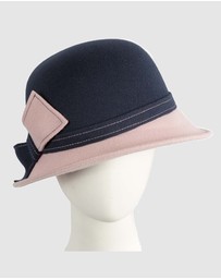 Max Alexander - Winter Felt Navy/Pink Cloche Hat