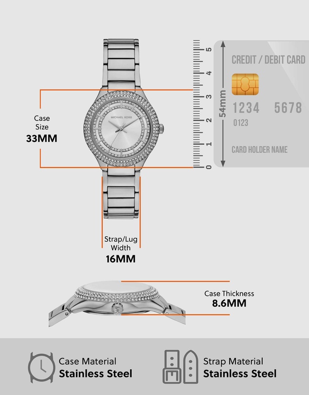 Michael Kors - Sylvia Silver Tone Analogue Watch