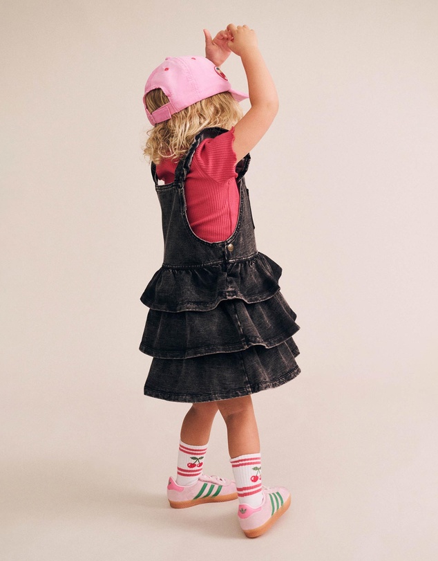 Huxbaby - Knit Denim Frill Pinafore - Babies-Kids