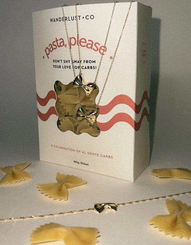 Wanderlust + Co - Bow Tie Pasta Gold Necklace