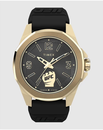 UFC - UFC Prospect 46mm Black Dial with Gold Tone Case & Black Silicone Strap