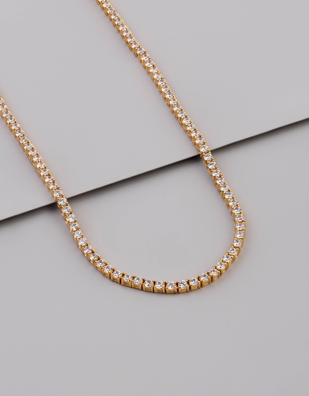 Wanderlust + Co - Pave 14K Gold Vermeil Tennis Necklace