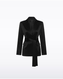 Carla Zampatti - Black Satin Acetate Tie Waist Blazer