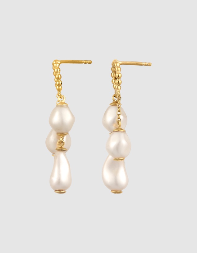Elli Jewelry - Pearl Stud Earrings in Gold-Plated 925 Silver