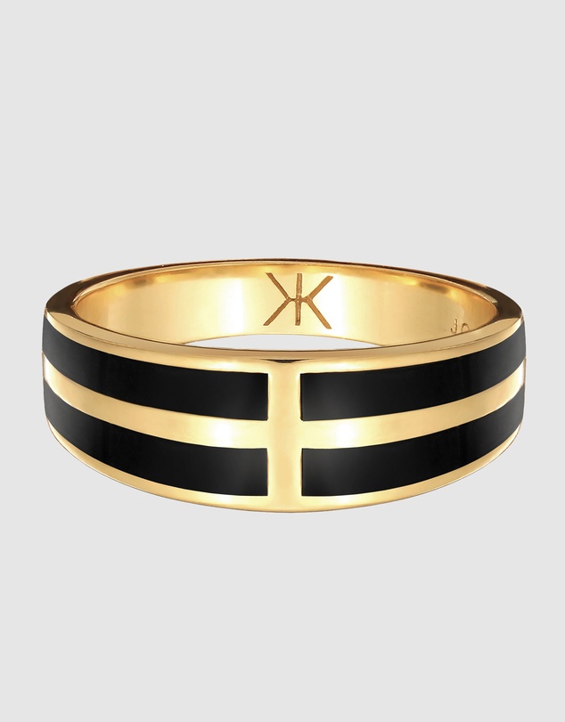 Kuzzoi - ICONIC EXCLUSIVE - Enamel Band Ring in Gold-Plated 925 Sterling Silver