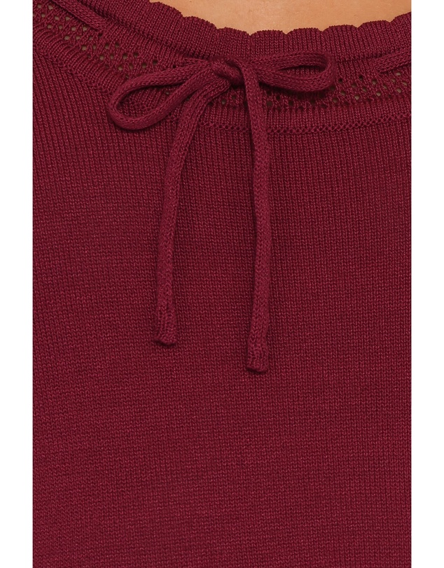 Petal & Pup - Kaylee Knit Long Sleeve Mini Dress - Burgundy
