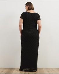 Atmos&Here Curvy - Sara Polkadot Mesh Midi Dress With Cap Sleeve