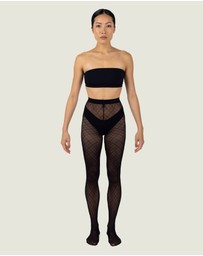 INSTOCK - After Hours — 50 Denier Diamond Checked Sheer Micromesh Tight