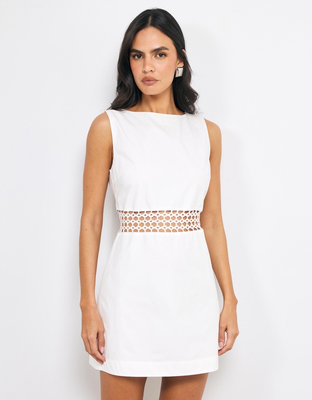 AERE - Evi Crochet Panel Mini Dress