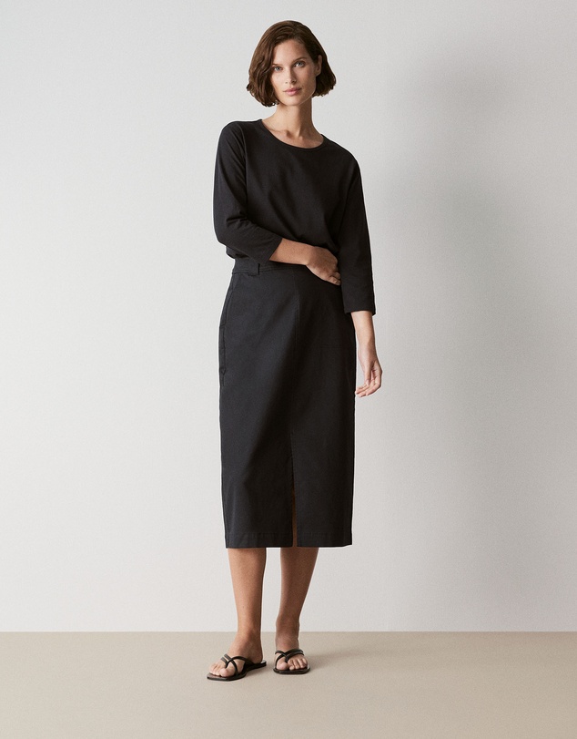 Trenery - Cotton 3/4 Sleeve T-shirt in Black