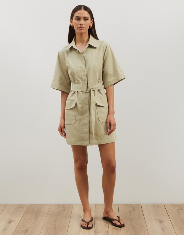 Atmos&Here - Amy Cotton Drill Mini Shirt Dress
