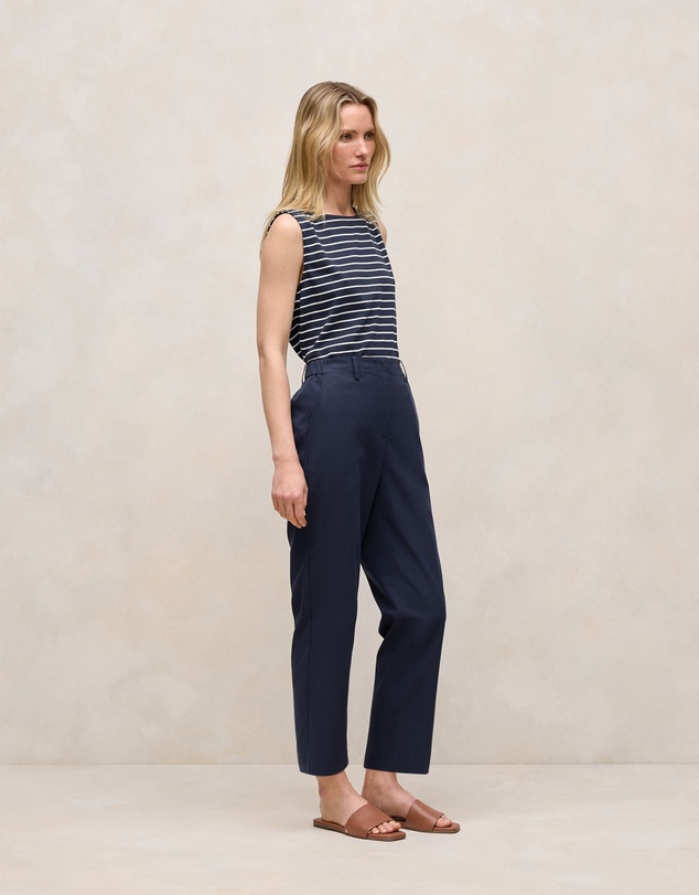 Trenery - Cotton Blend Straight Leg Pant in Night Sky