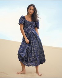 Forcast - Leen Puff Sleeve Midi Dress